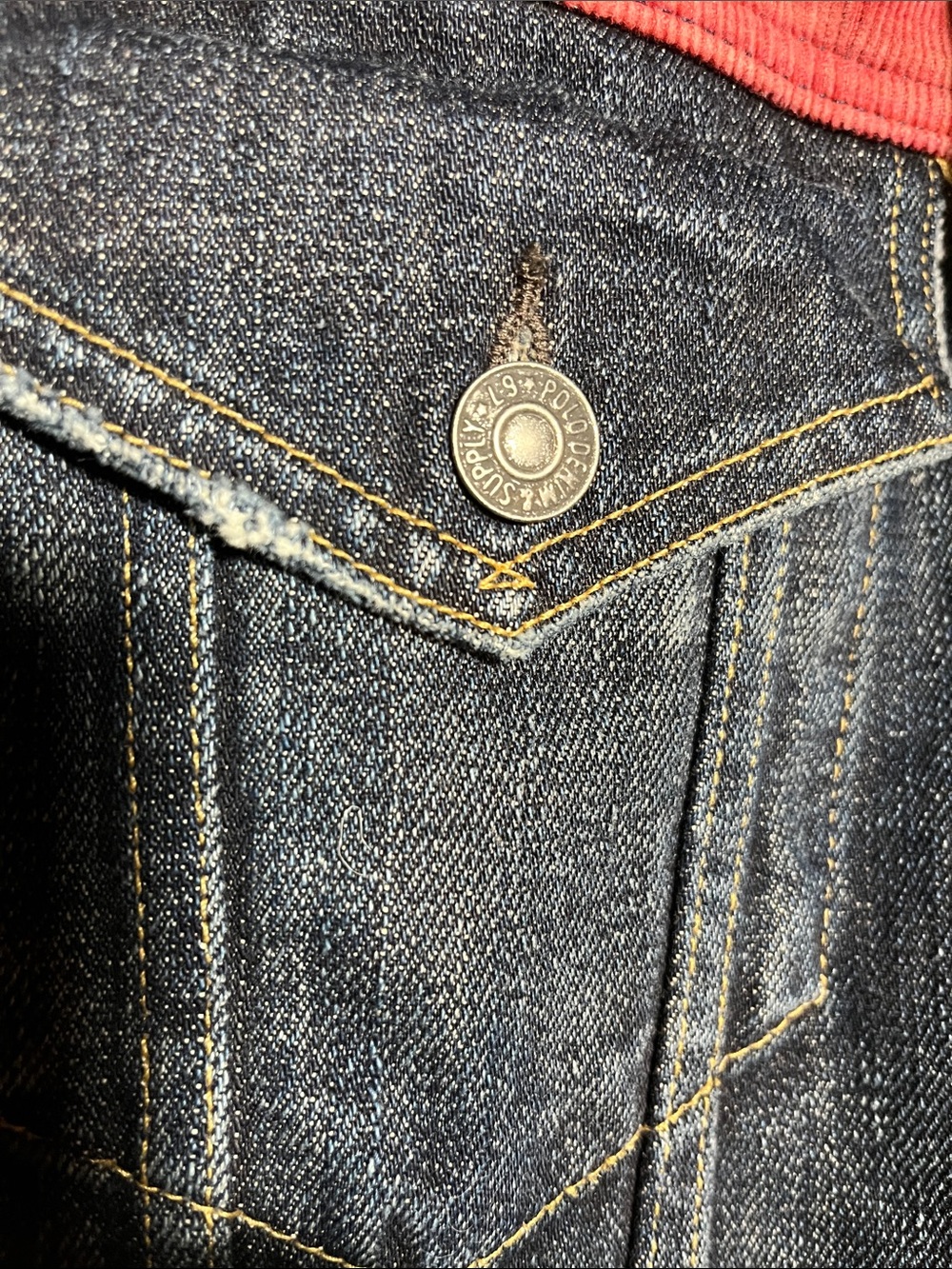 Ralph Lauren Denim Jacket with Red & Yellow Southwestern Yoke - Picture 4 of 7